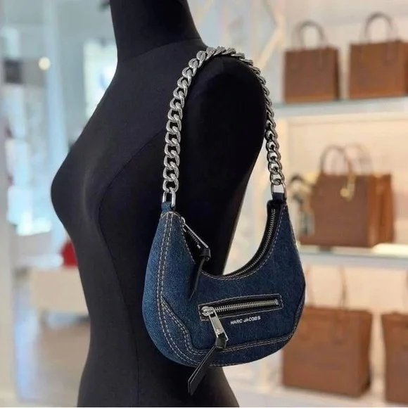 Marc Jacobs Blue Denim Mini Bag with Silver Chain - Picture 3 of 3